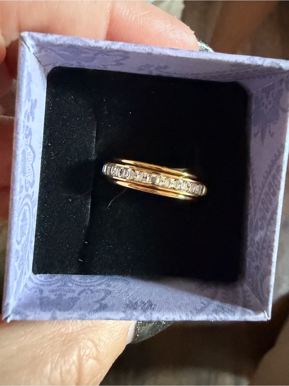 Gold-Tone Women's Ring with Clear Stones - Elegant Band